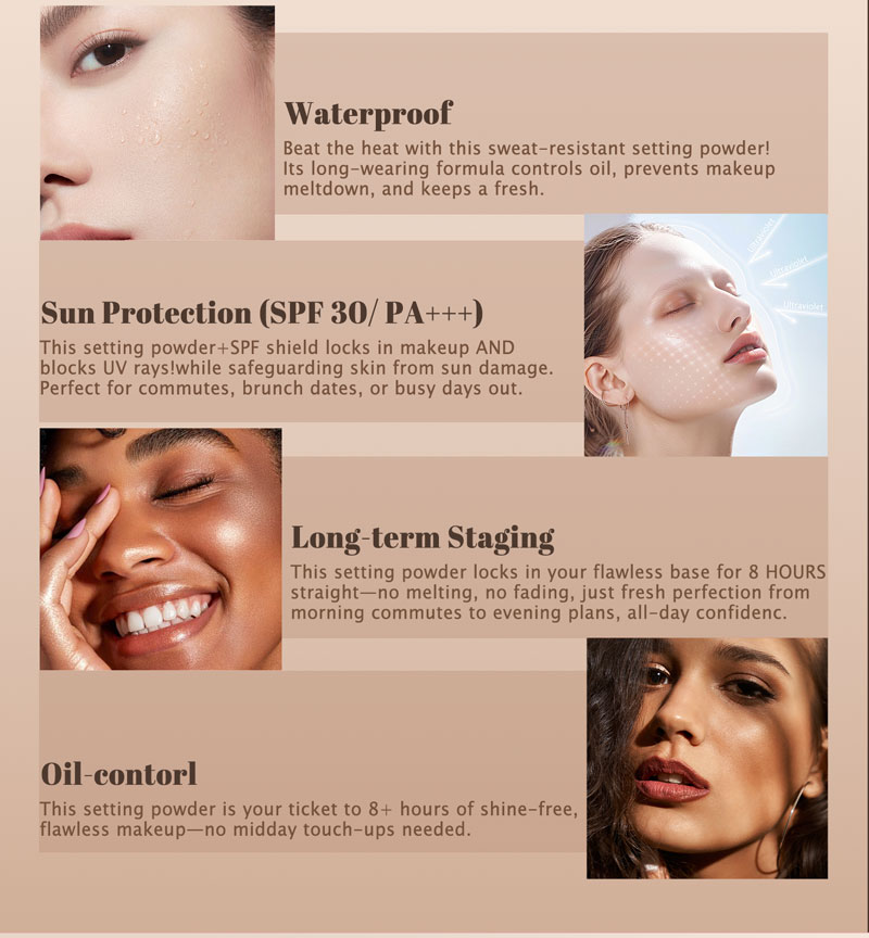 图片[7]-Custom Face Oil Control Loose Powder Vegan Waterproof Spf Cosmetics Private Label Pink Makeup Loose Setting Powder