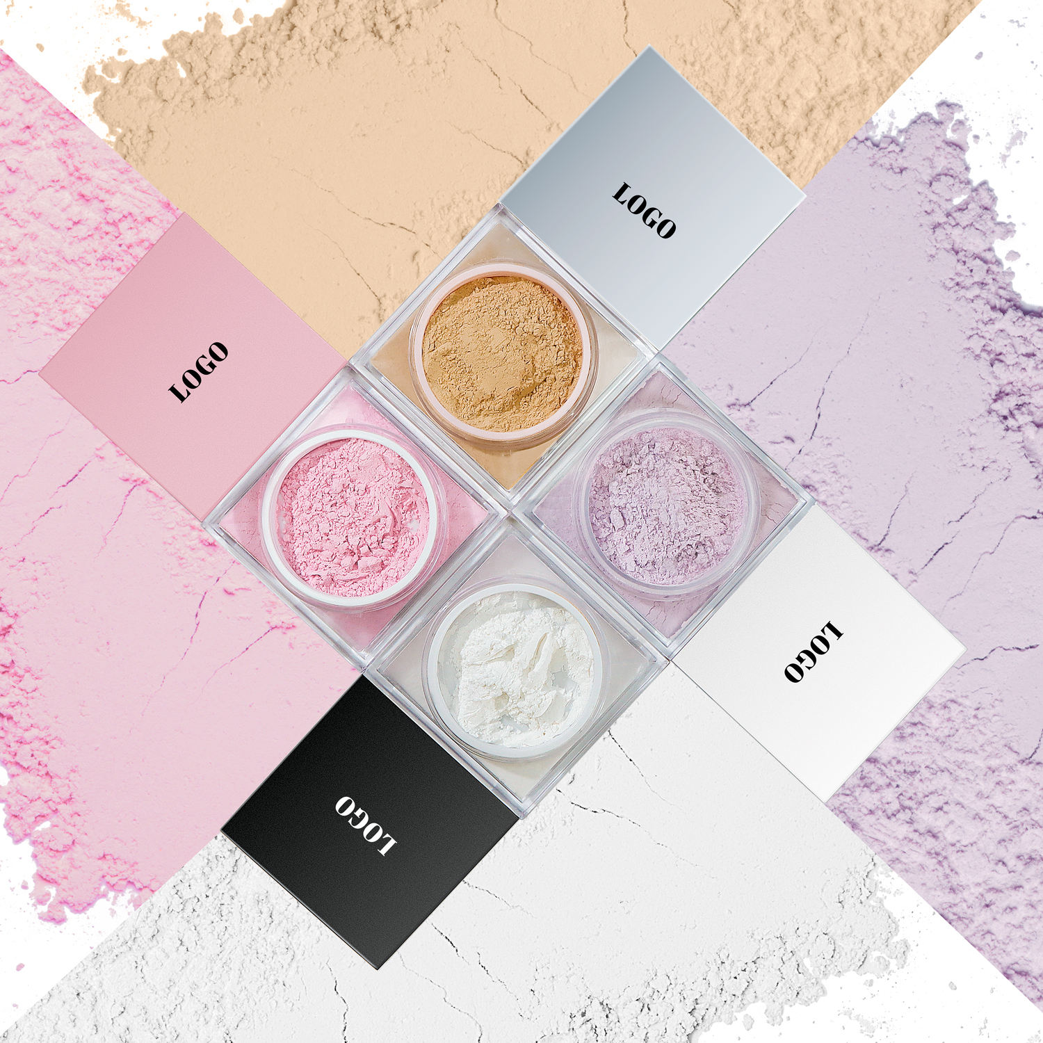 图片[3]-Custom Face Oil Control Loose Powder Vegan Waterproof Spf Cosmetics Private Label Pink Makeup Loose Setting Powder