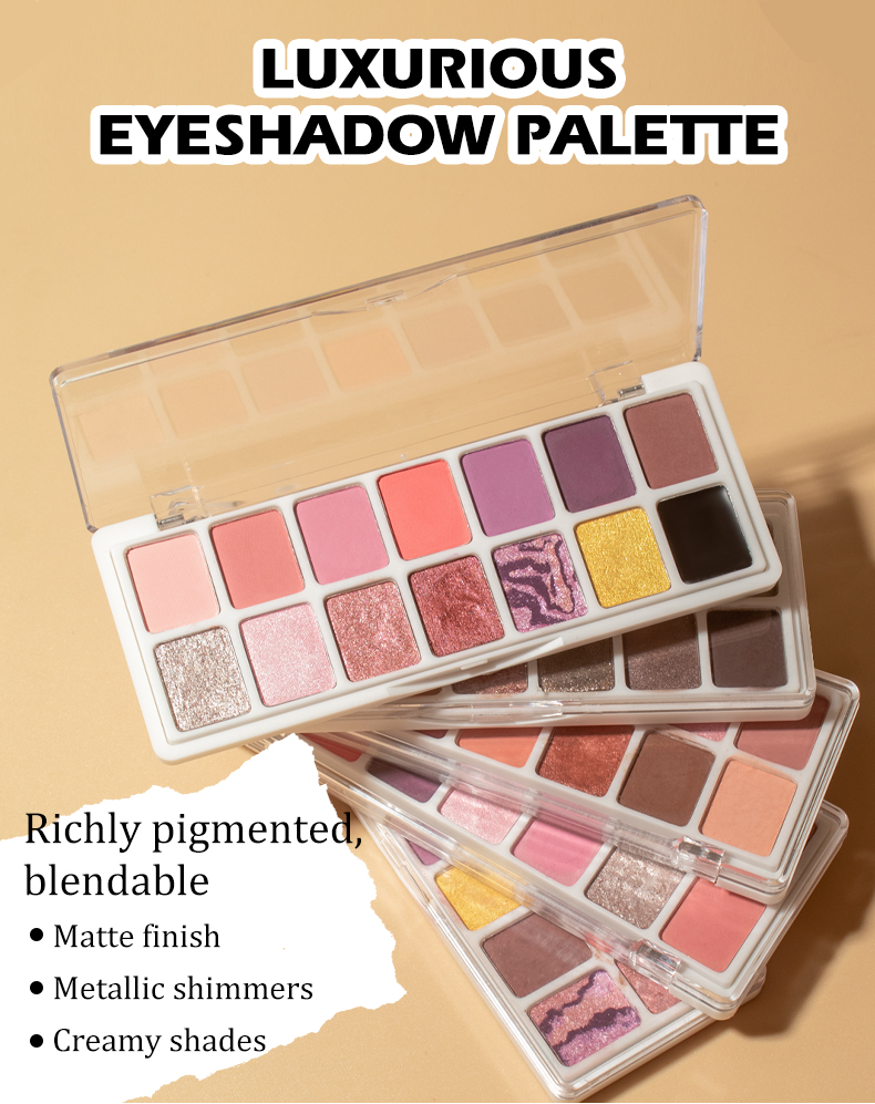 图片[2]-14 Colors Luxurious Eyeshadow Palette with Matte Pearlescent Metallic Finishes High Rich Pigmented Eye Makeup