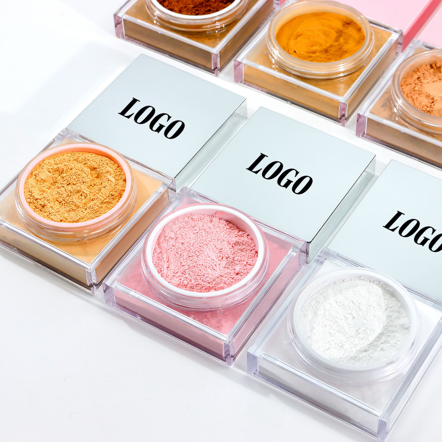 图片[2]-Custom Face Oil Control Loose Powder Vegan Waterproof Spf Cosmetics Private Label Pink Makeup Loose Setting Powder