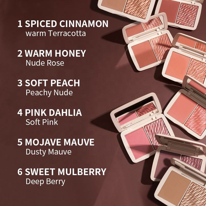 图片[6]-OEM Makeup Blush Palette Vegan for Black Skin Matte Shimmer Cheek Tint Waterproof Two Tone Private Label Blusher Palette