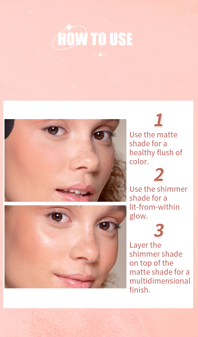 图片[10]-OEM Makeup Blush Palette Vegan for Black Skin Matte Shimmer Cheek Tint Waterproof Two Tone Private Label Blusher Palette