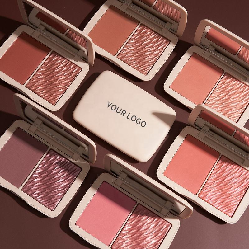 OEM Makeup Blush Palette Vegan for Black Skin Matte Shimmer Cheek Tint Waterproof Two Tone Private Label Blusher Palette-Guangzhou Dikou Cosmetics Co.,Ltd