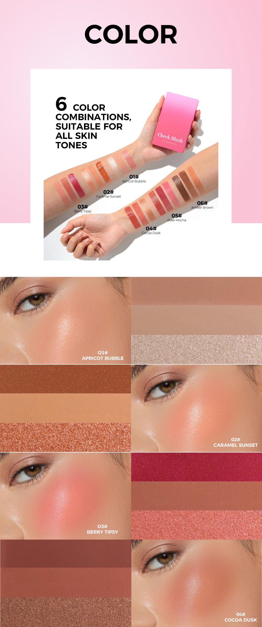 图片[3]-Custom Private Label 3 in 1 Concealer Highlighter Blusher Powder Cream Long Lasting High Pigment Blush Palette