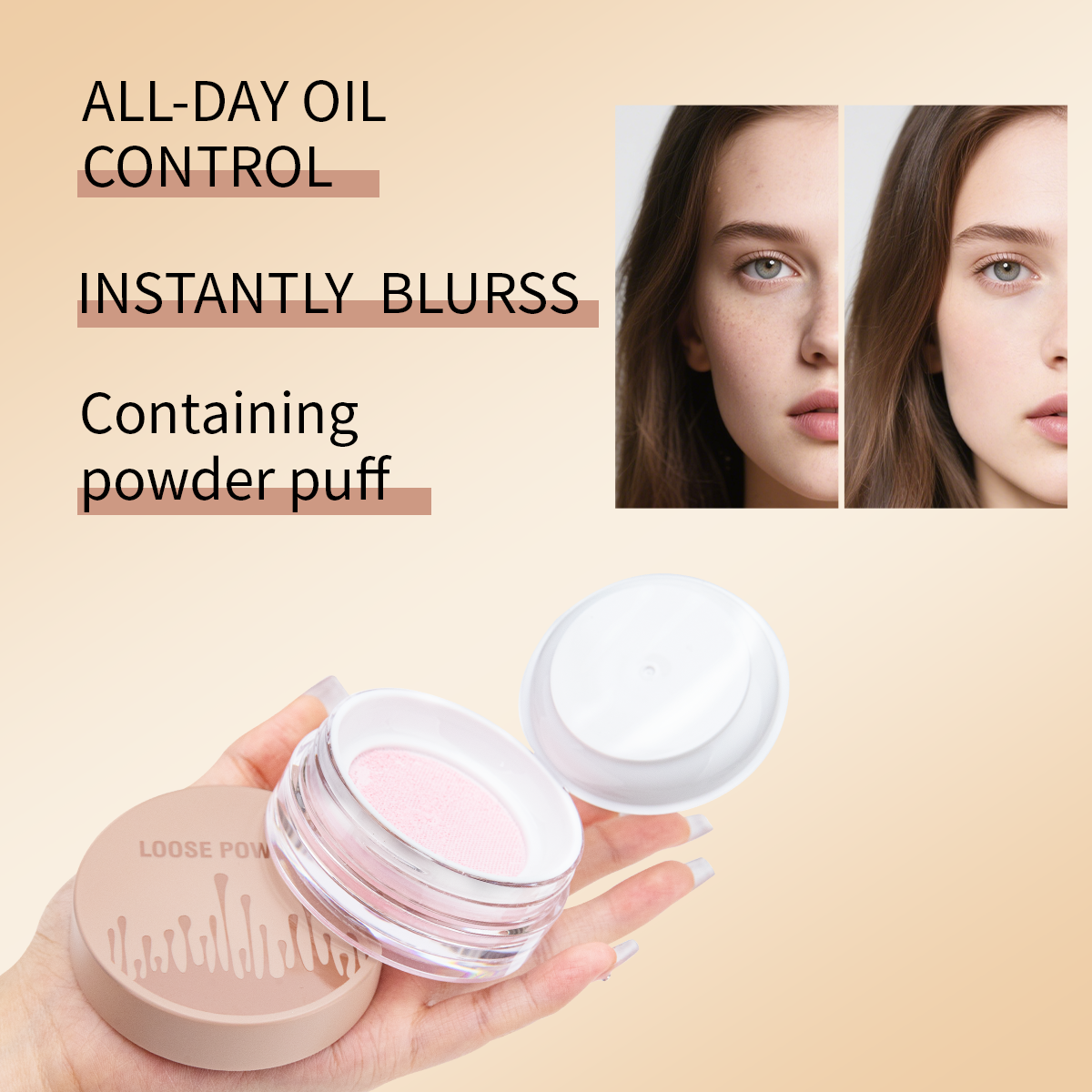 Women’s Long-Lasting Waterproof Powder Oil Control Concealer Dry Wet Dual-Use Moisturizing Makeup Setting Loose Powder-Guangzhou Dikou Cosmetics Co.,Ltd