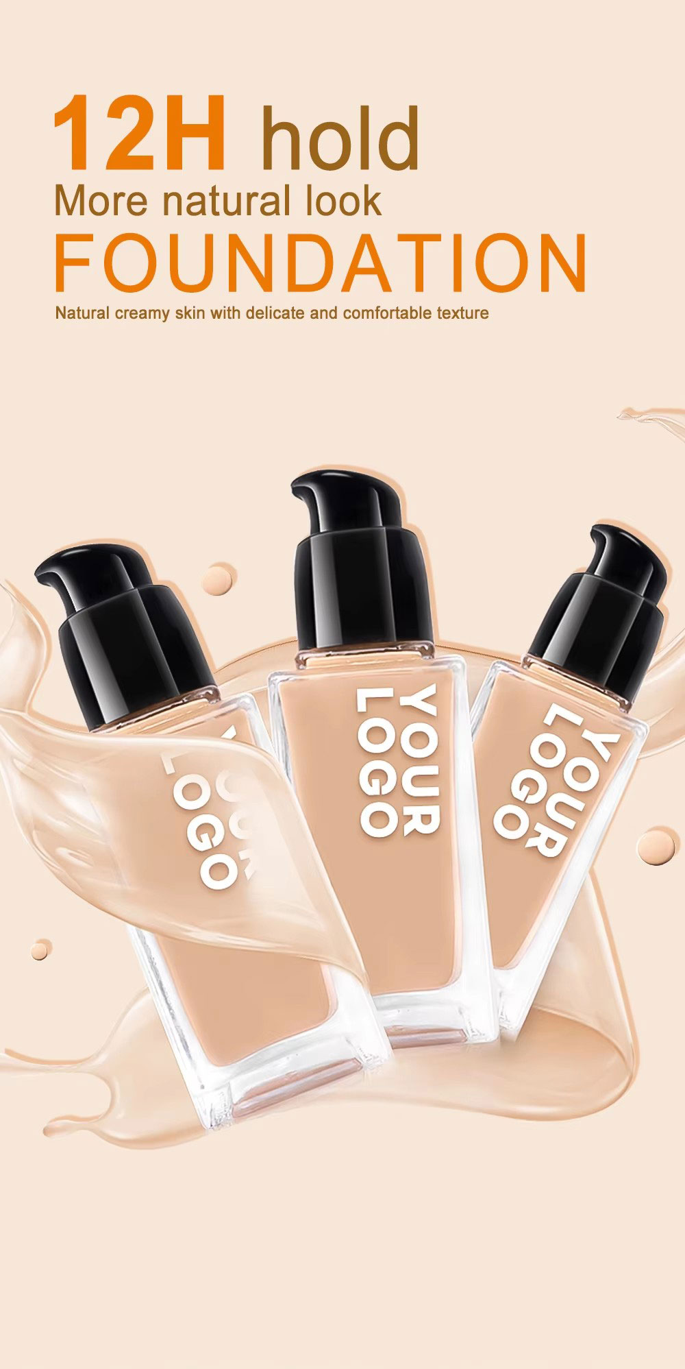 图片[1]-High Quality Cosmetics Makeup 24h Long Lasting Vegan Private Label Matte Full Coverage Foundation