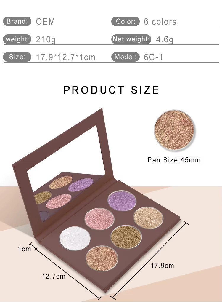 图片[5]-Professional Face Make up Supply 6 Colors Makeup Highlighter Palette Glow Bronze Private Label Custom Makeup Base