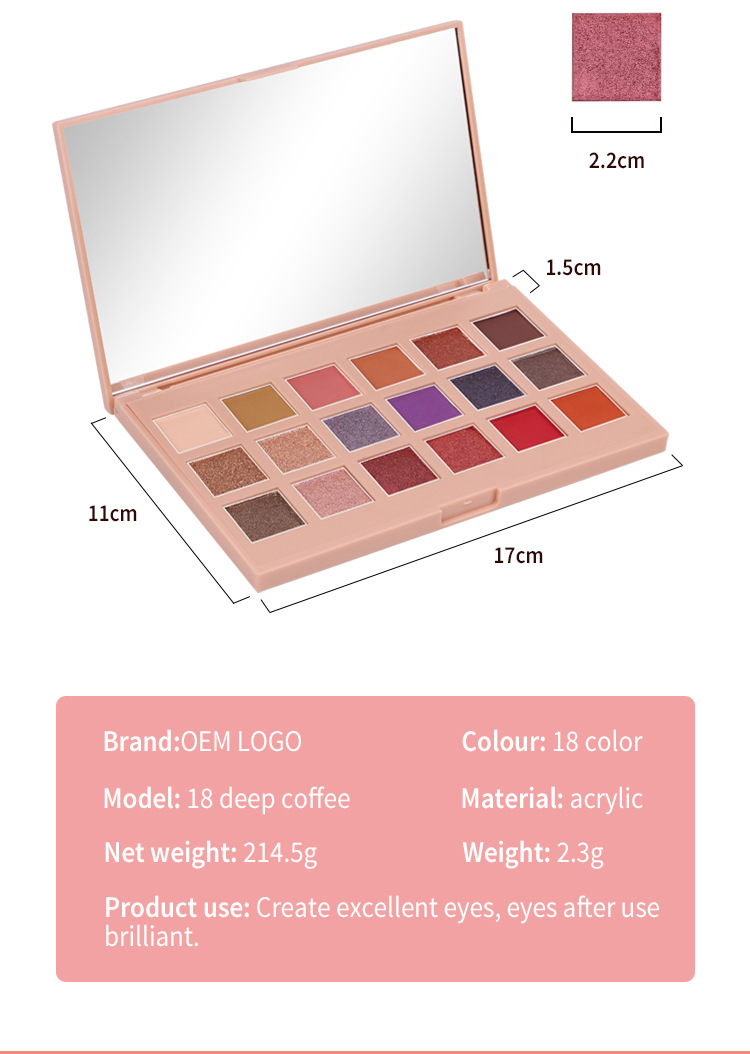 Image [7]-18 Color Matte Shimmer Eyeshadow Palette Long Lasting Private Label for Daily Makeup High Quality Custom Beauty Product