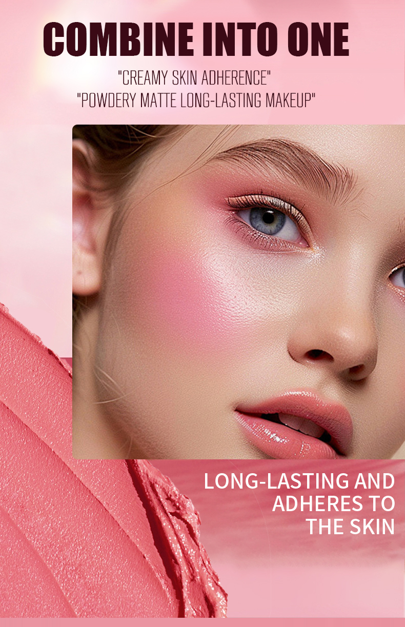 Image [1]-High Pigment Vegan Cream Powder Blush Stick Blusher Custom Waterproof Moisturizing Natural Dewy Makeup Blush Private Labe