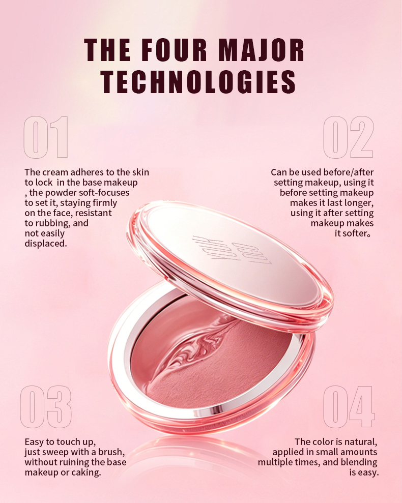 Image [3]-High Pigment Vegan Cream Powder Blush Stick Blusher Custom Waterproof Moisturizing Natural Dewy Makeup Blush Private Labe