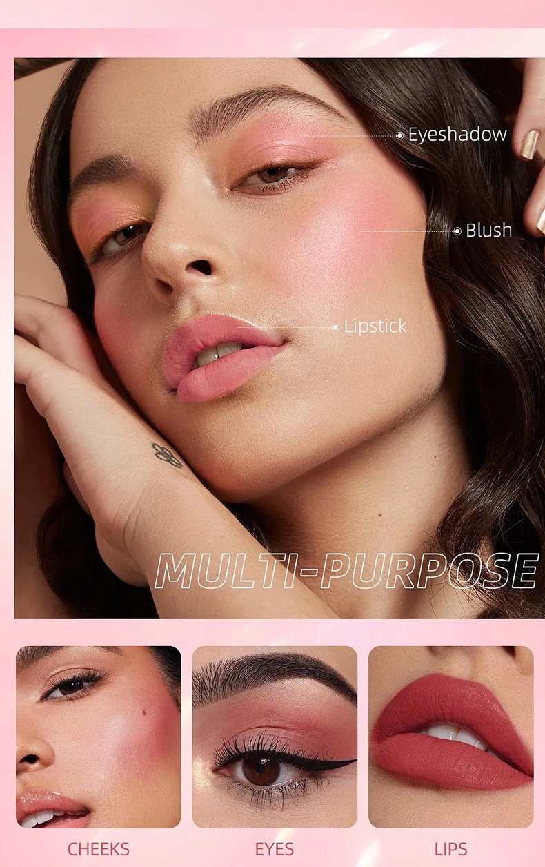 Image [4]-High Pigment Vegan Cream Powder Blush Stick Blusher Custom Waterproof Moisturizing Natural Dewy Makeup Blush Private Labe
